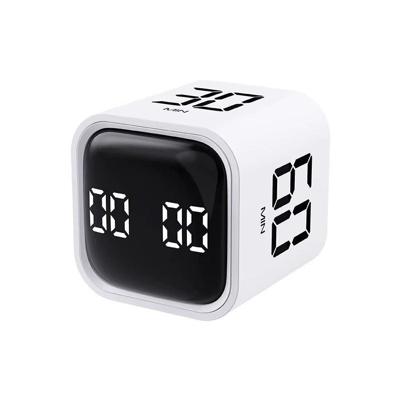 FlipTimer focus cube in Cloud White, angled view showing minute faces