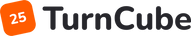 TurnCube logo — tilted Ember cube glyph with charcoal wordmark